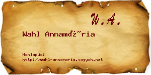 Wahl Annamária névjegykártya