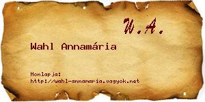 Wahl Annamária névjegykártya